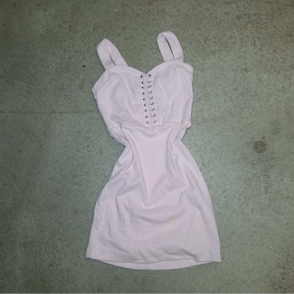 Small Pink Mini Dress with Chain Detailing on the Front